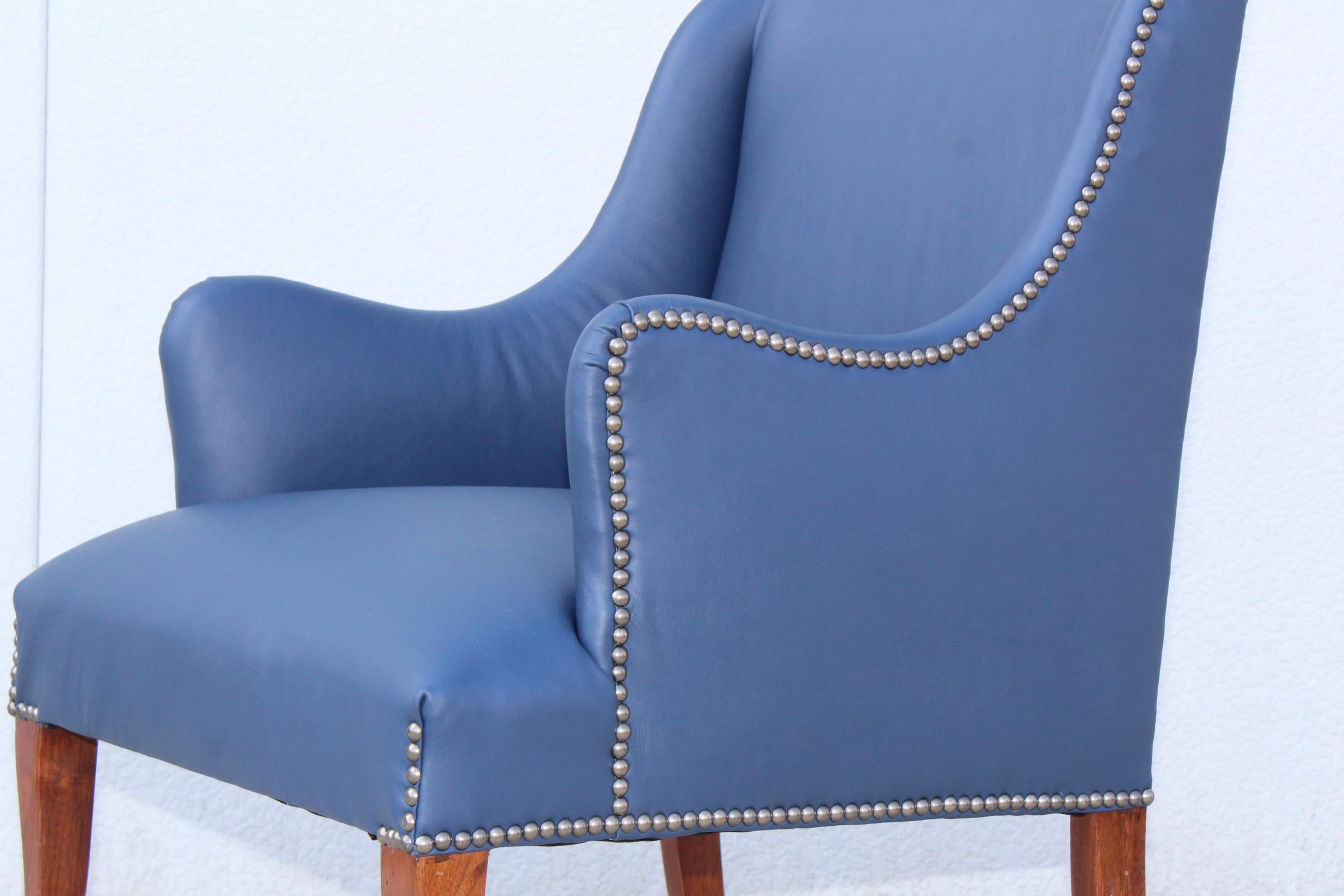 1960s Blue Leather Lounge Chairs 8