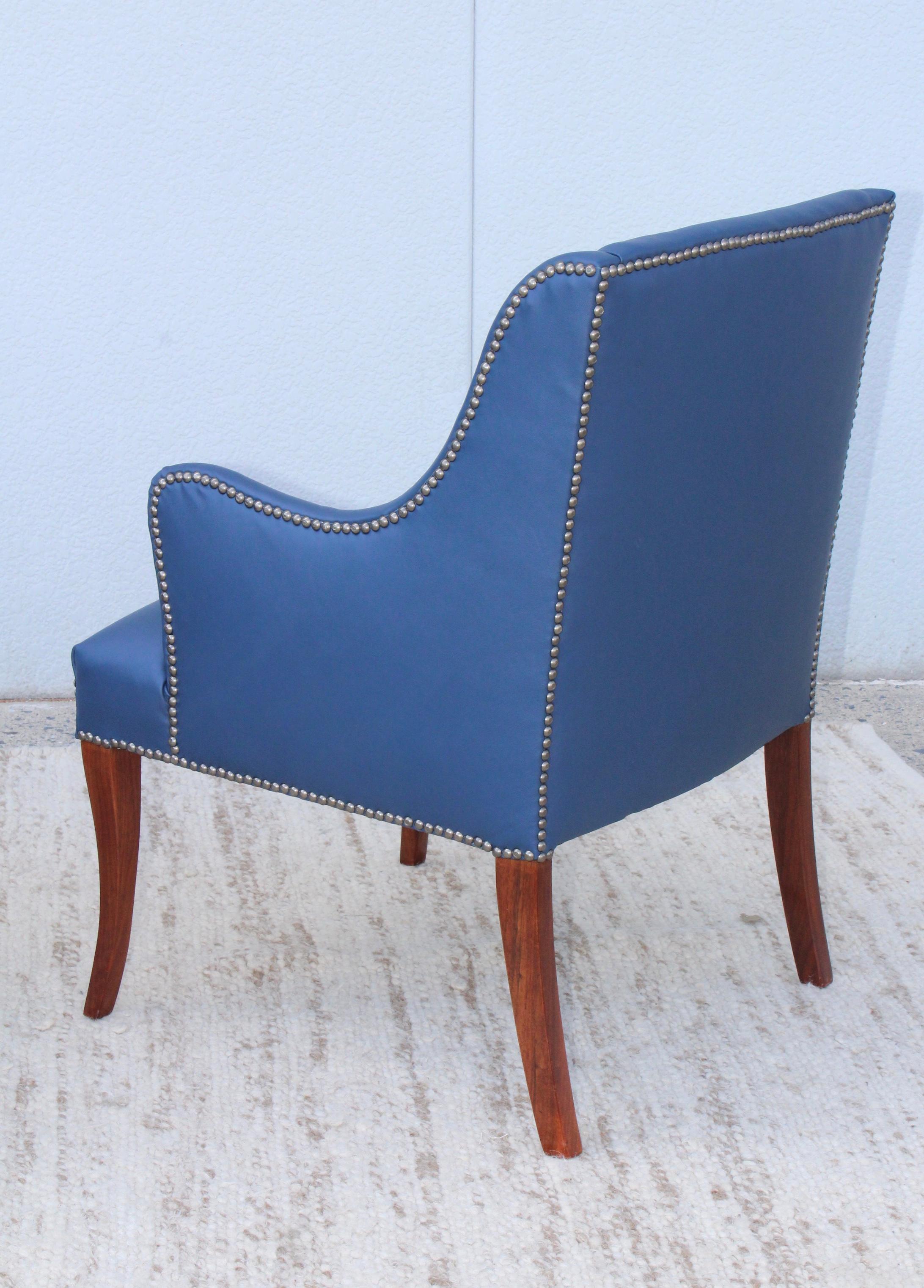 1960s Blue Leather Lounge Chairs 2