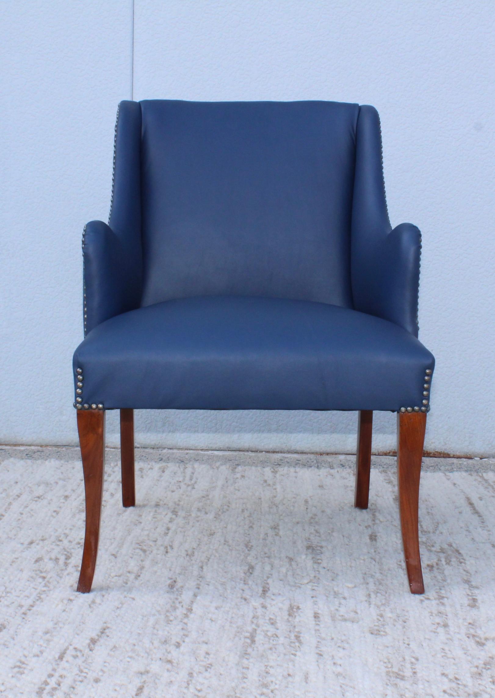 1960s Blue Leather Lounge Chairs 3