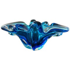 1960s Blue Marano Glass Bowl