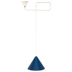 1960s Blue Metal Hanging Lamp, Hoogervorst Anvia