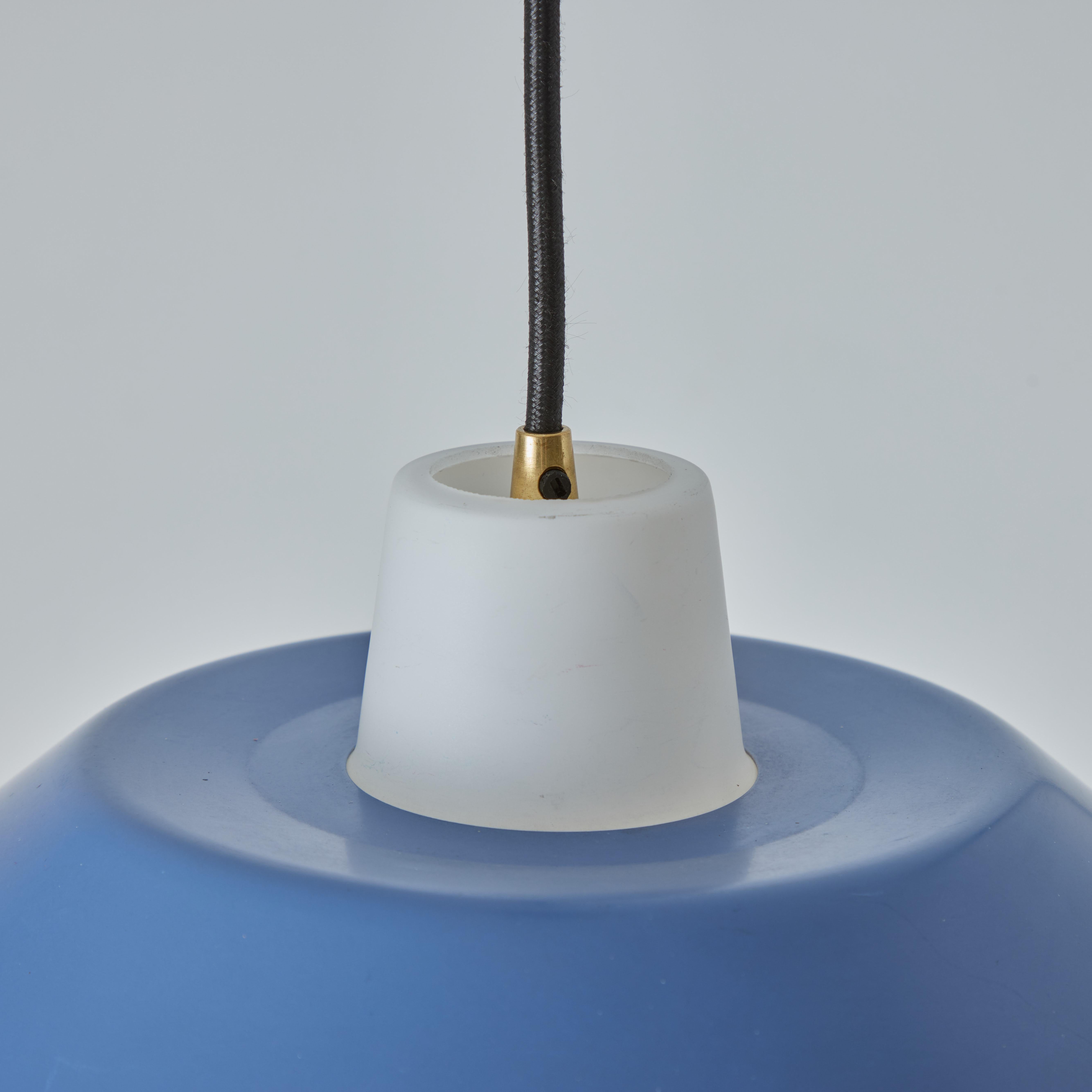 1960s Blue Metal and Opaline Glass Pendant Attributed to Lisa Johansson-Pape For Sale 5