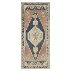 1960s Blue 
Pink Vintage Turkish Mini Rug 1
10" X 4
2"