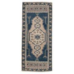 1960s Blue 
Pink Vintage Turkish Mini Rug 1
6" x 3
5"