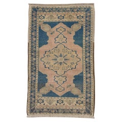 1960s Blue 
Pink Vintage Turkish Mini Rug 1
8" x 2
10"