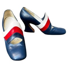 1960s Blue, Red and White Mod Pilgrim Heels