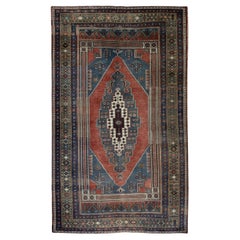 1960er Jahre Blau & Rot Vintage Türkischer Teppich 4'11" x 8'4"