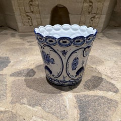 1960s Hand Painted Blue Scalloped Planter Portugal