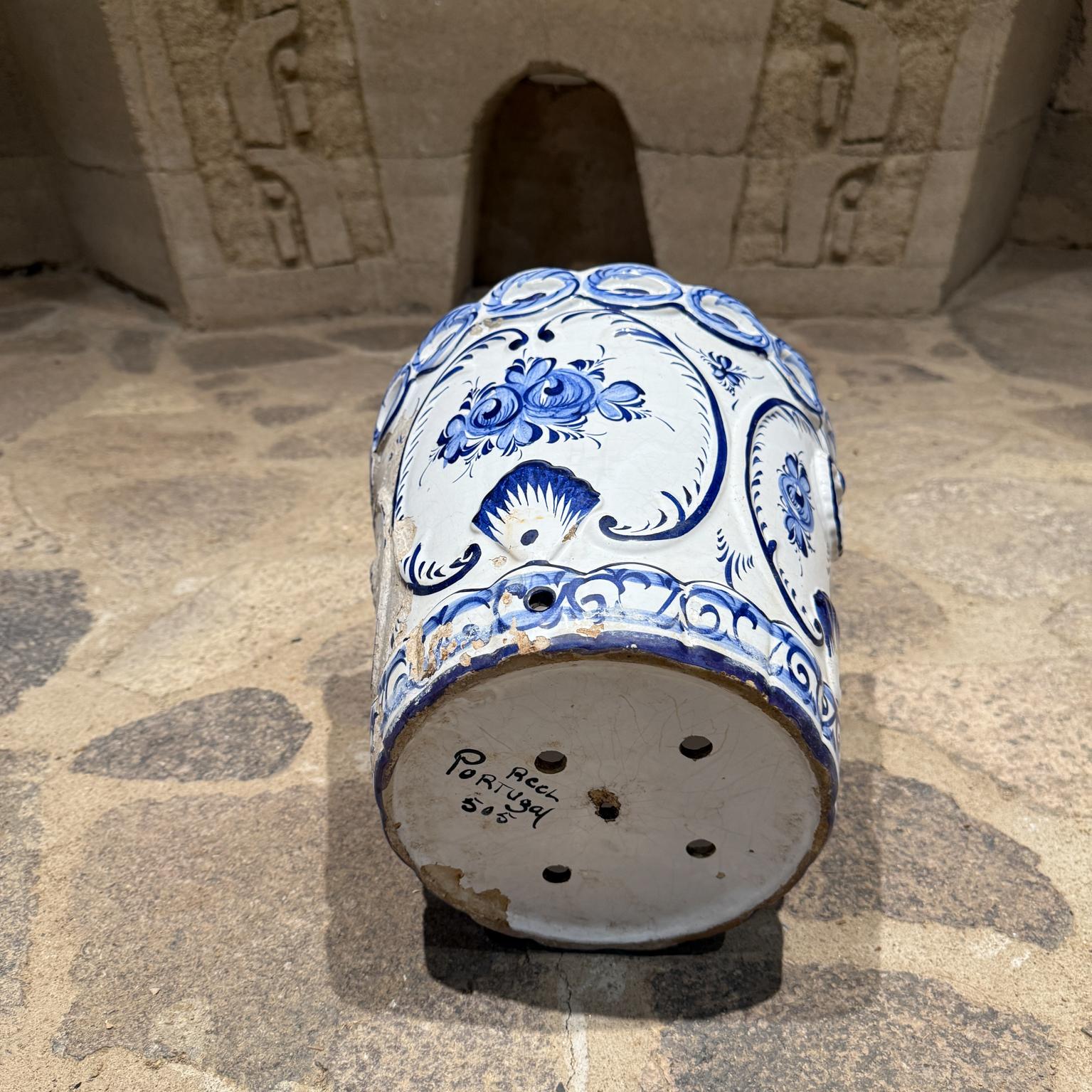 1960s Hand Painted Blue Scalloped Planter Portugal For Sale 1