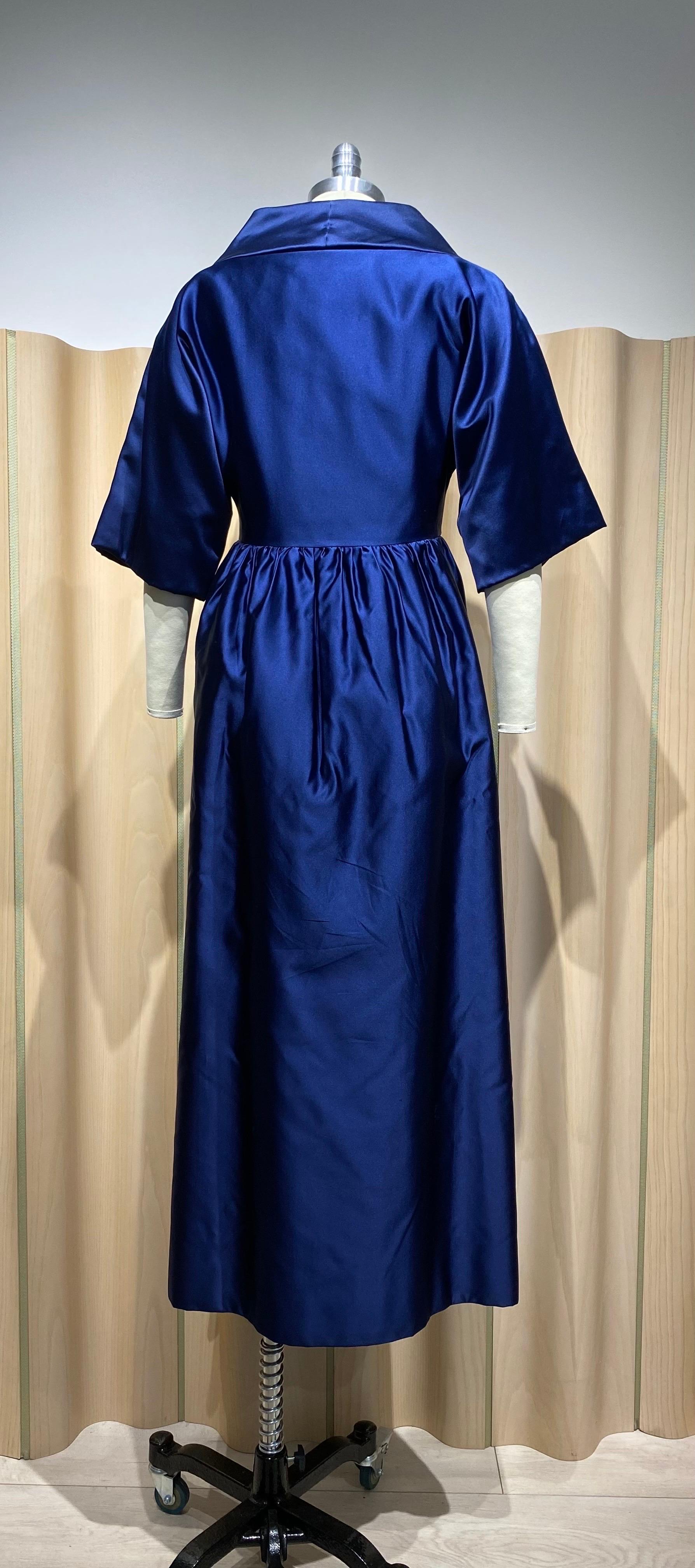Women's 1960s Blue Silk Cocktail Coat Dress For Sale