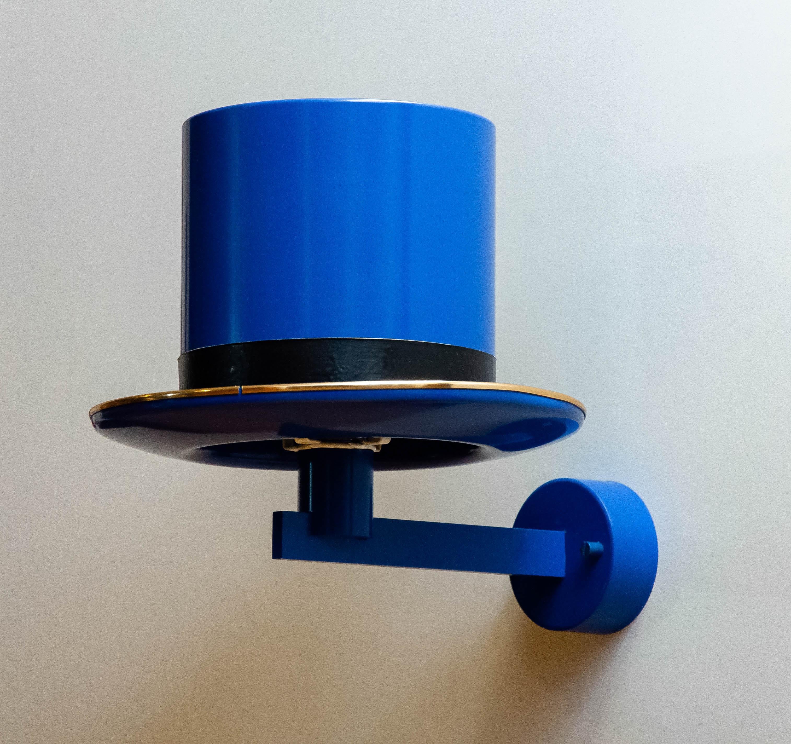 Mid-20th Century 1960s Blue Surreal Top Hat 'Model V298' Wall Light By Hans Agne Jakobsson For Sale