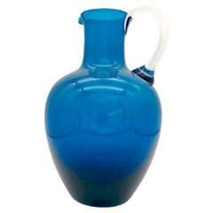 Blauer Transperent-Glaskrug aus den 1960er Jahren