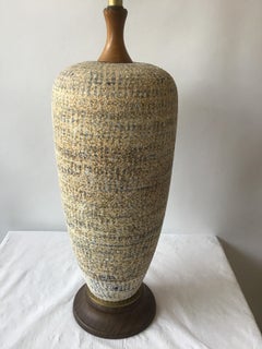 1960s Blue/White Textured Ceramic Lamp