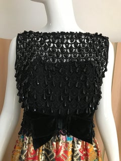 1960s Bob Bugnand Black and Gold  Cocktail Dress