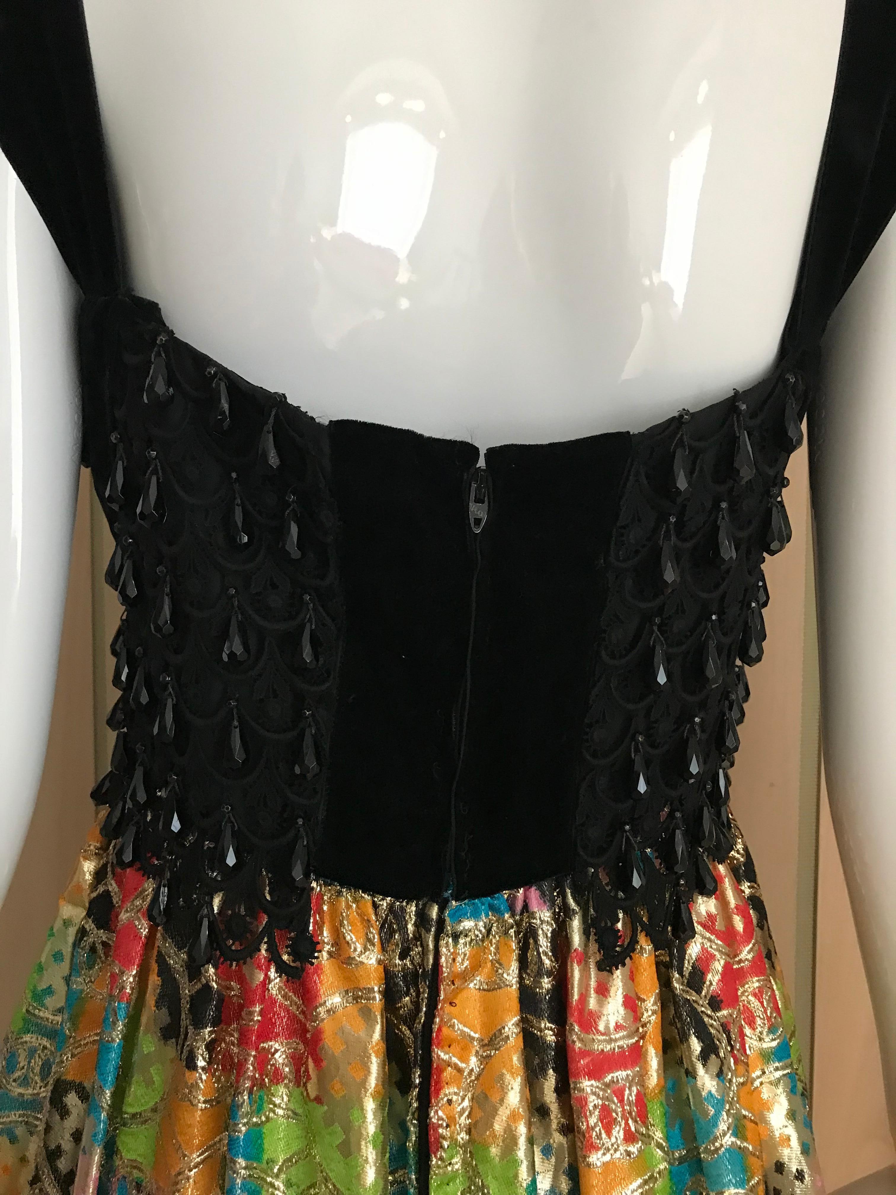  1960s Bob Bugnand Black and Gold  Cocktail Dress For Sale 2