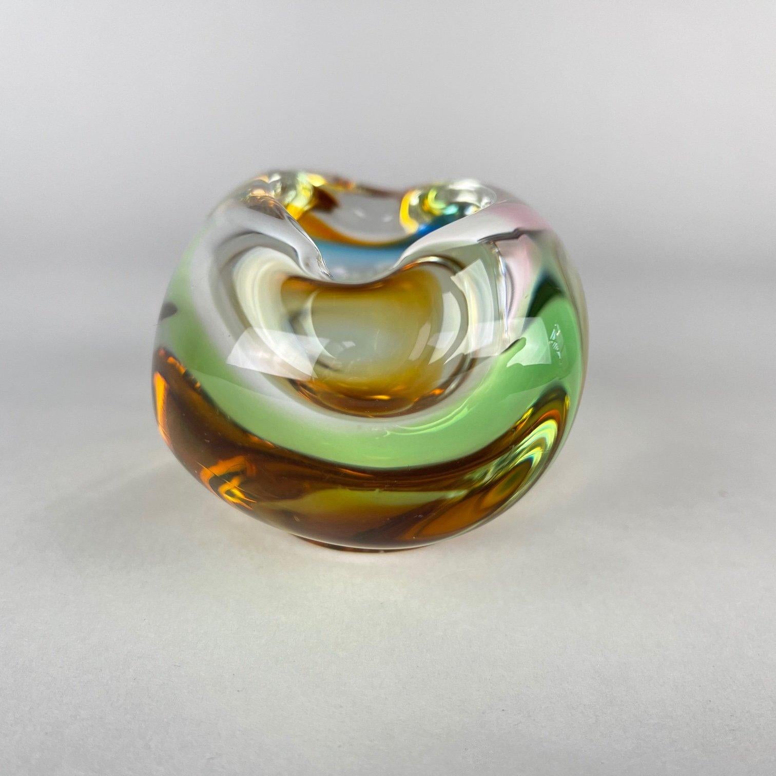 Czech 1960's Bohemian Art Glass Ashtray of Novy Bor Glassworks For Sale