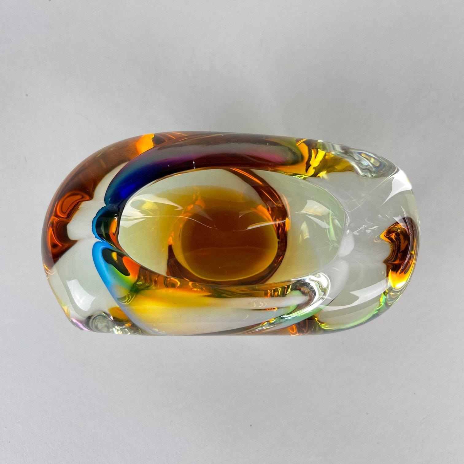 Mid-20th Century 1960's Bohemian Art Glass Ashtray of Novy Bor Glassworks For Sale