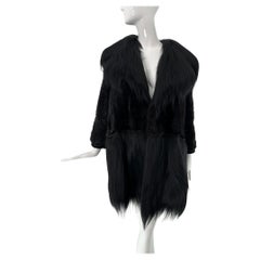 1960 Bohemian Black Mink & Black Goat Hair Notched Lapel Skirted Mini Coat S.I.M.