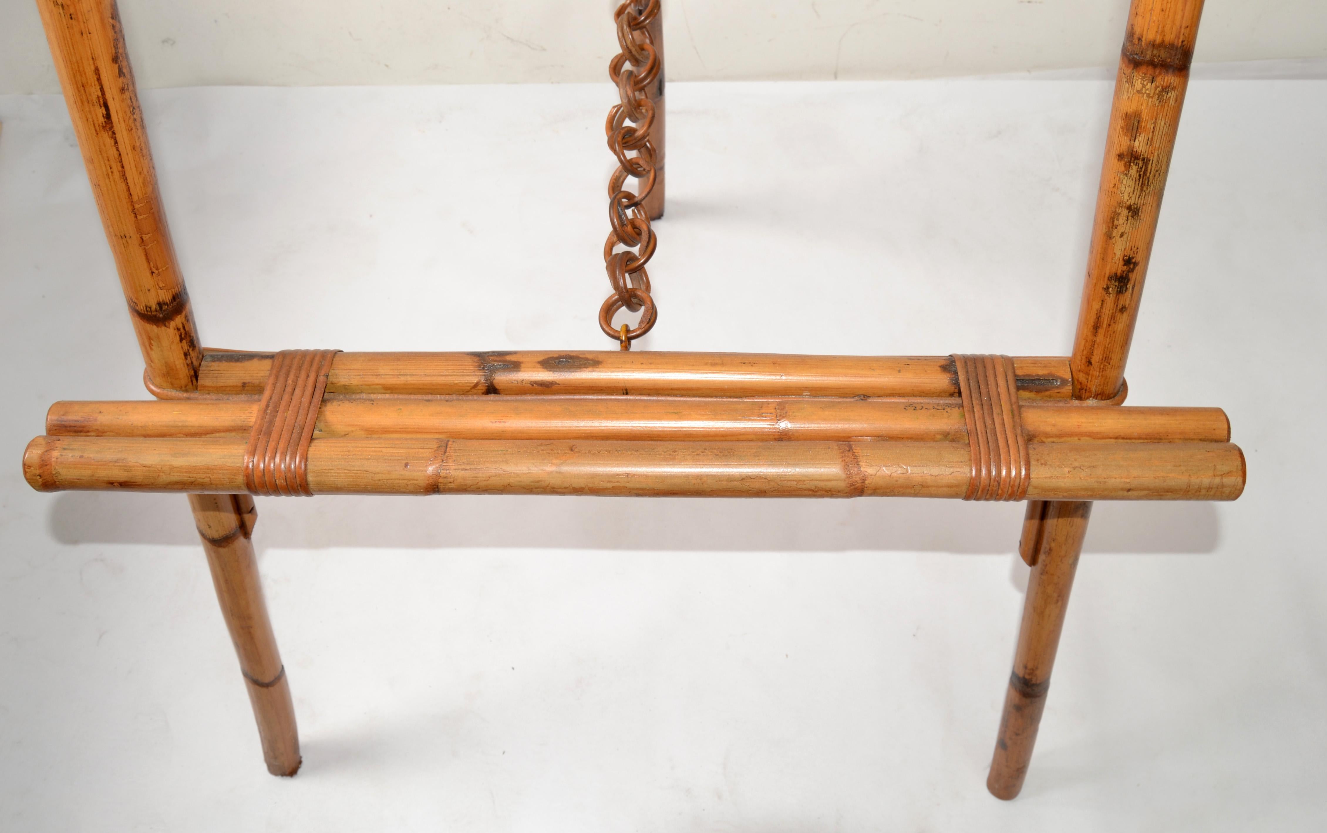 1960s Bohemian Tall Tiger Bamboo Easel British Colonial Style For Sale 4