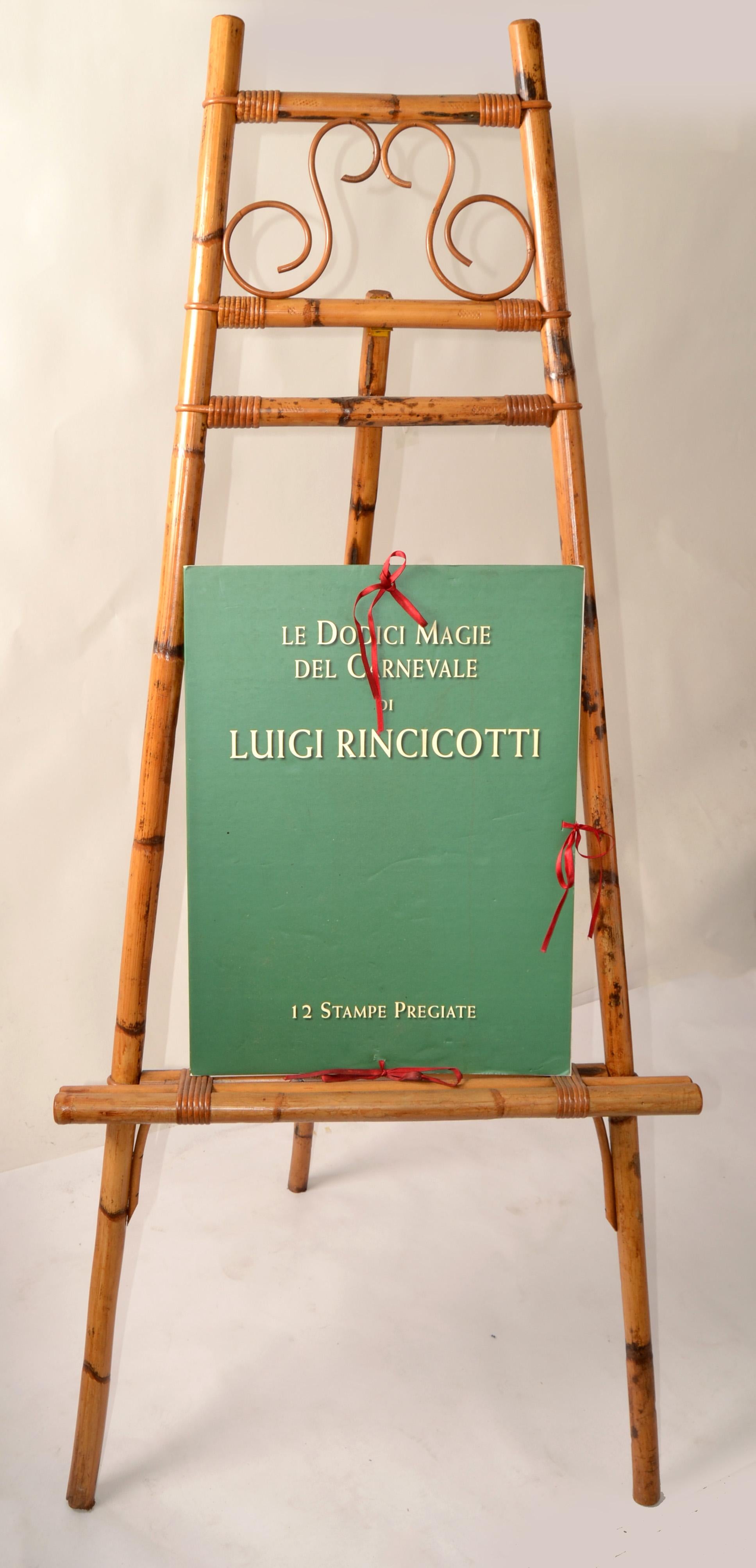 20th Century tall and wide Tiger Bamboo Easel of the British Colonial Period.
Boho Chic Style for extra-large Paintings and Artwork.
Folded together for small Storage Spaces.
Light Weight easy to transport to the Object Location.
In good vintage