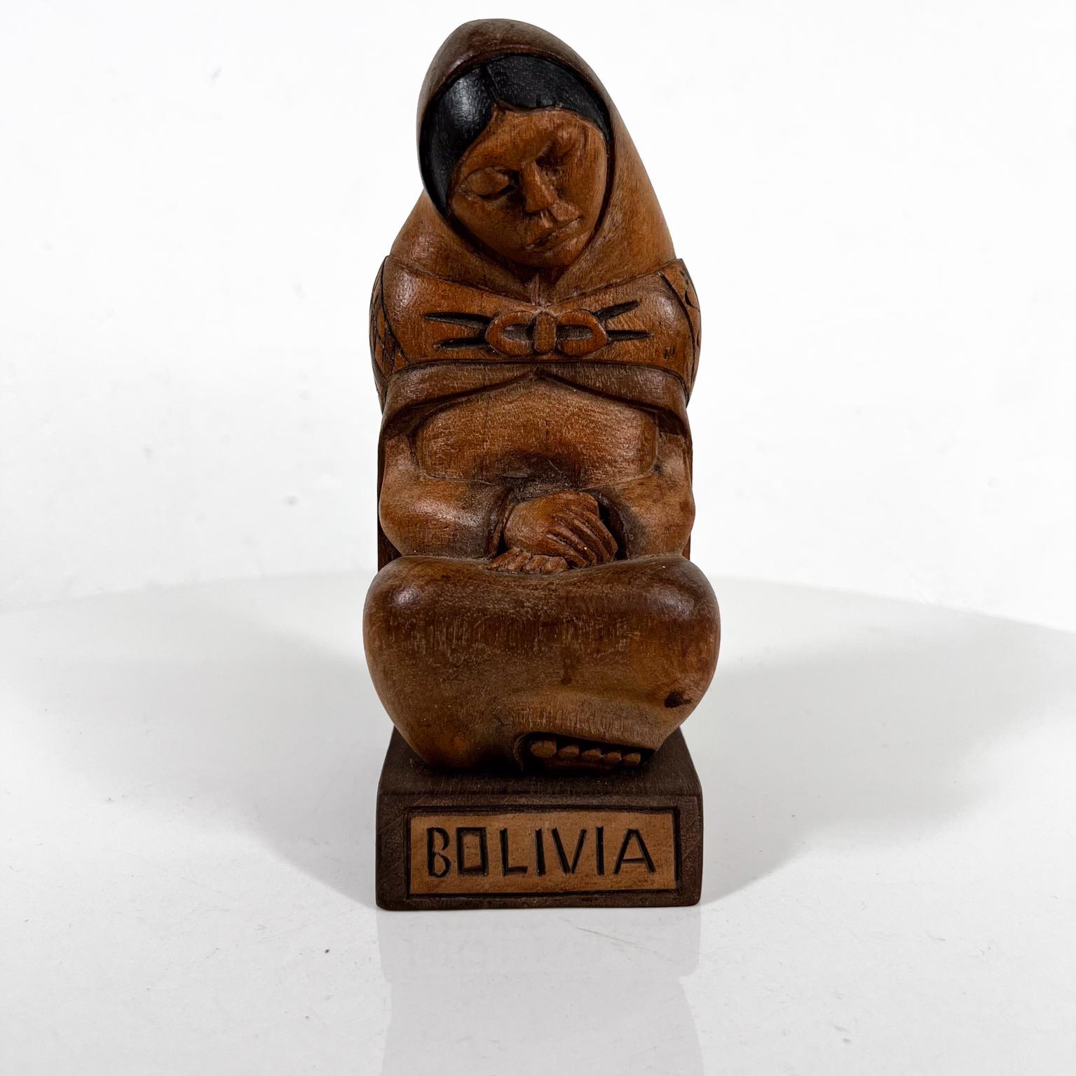 Mid-Century Modern 1960s Bolivia Wood Hand Carving Mother and Child