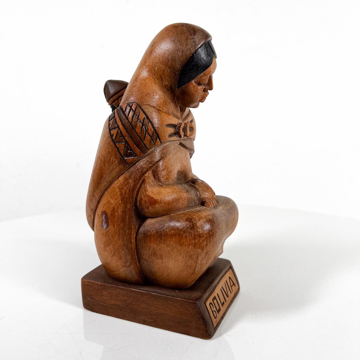 1960s Bolivia Wood Hand Carving Mother and Child 1