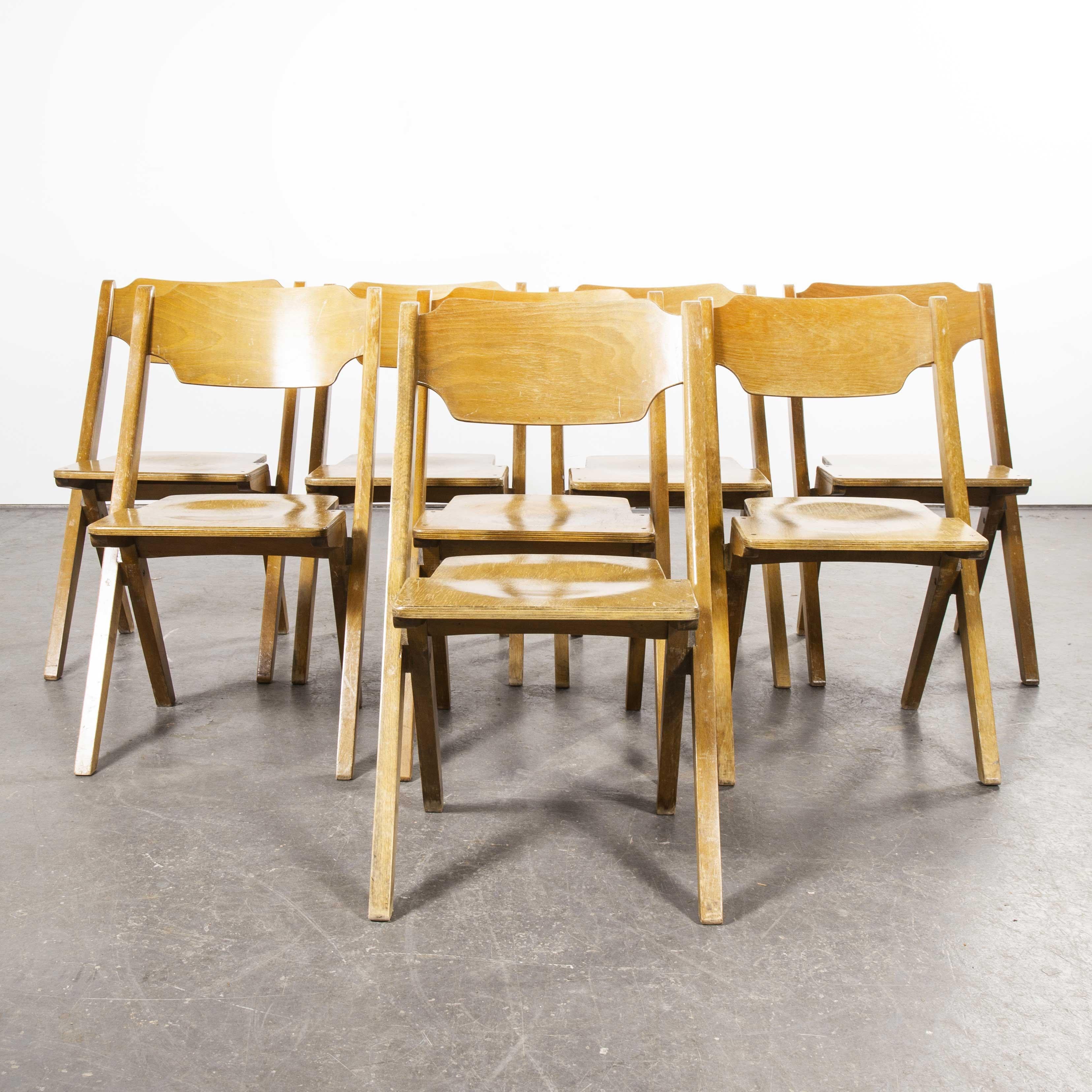 1960s Bombenstabil Stacking Beech Dining Chairs, Set of Eight In Good Condition For Sale In Hook, Hampshire