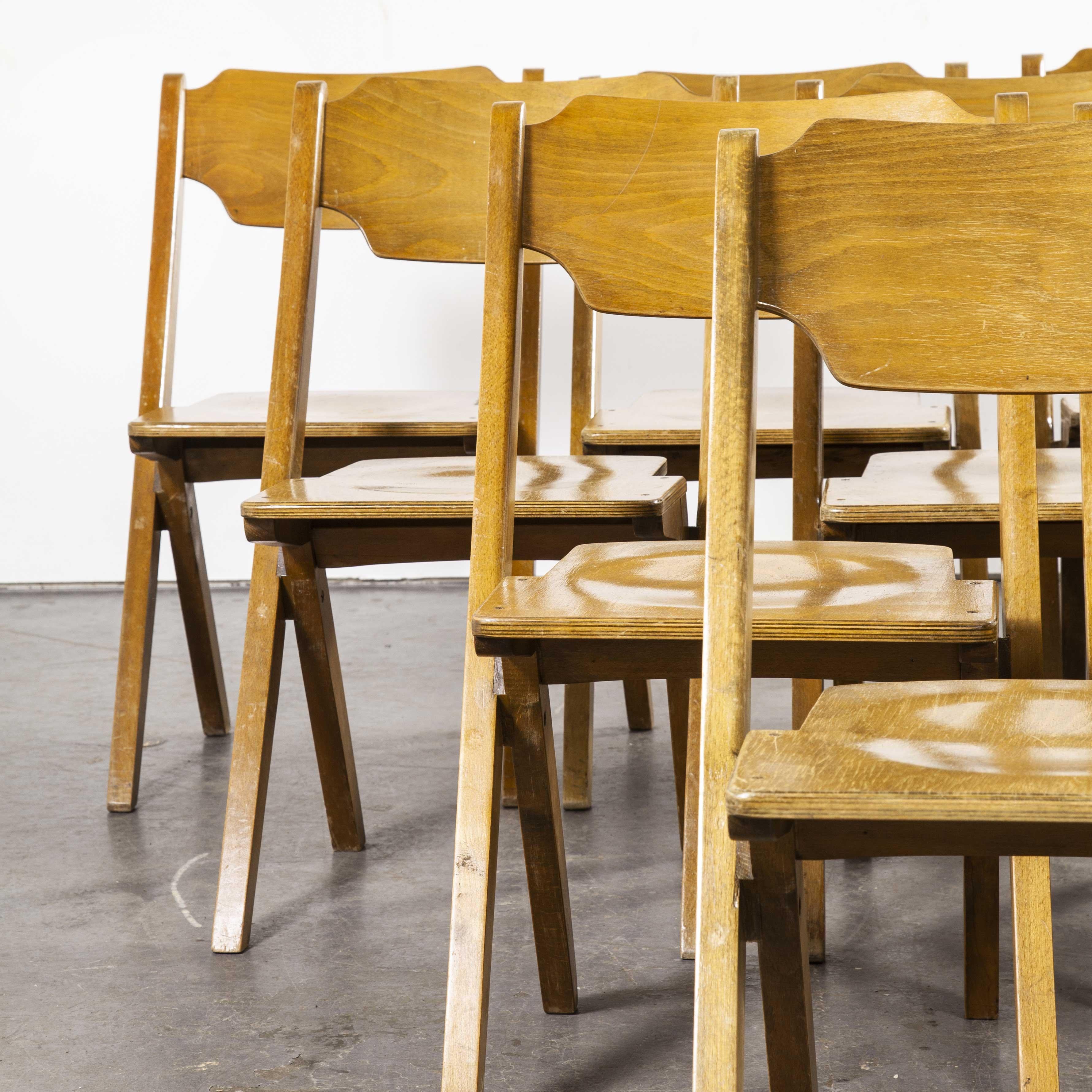 1960s Bombenstabil Stacking Beech Dining Chairs, Set of Six In Good Condition For Sale In Hook, Hampshire