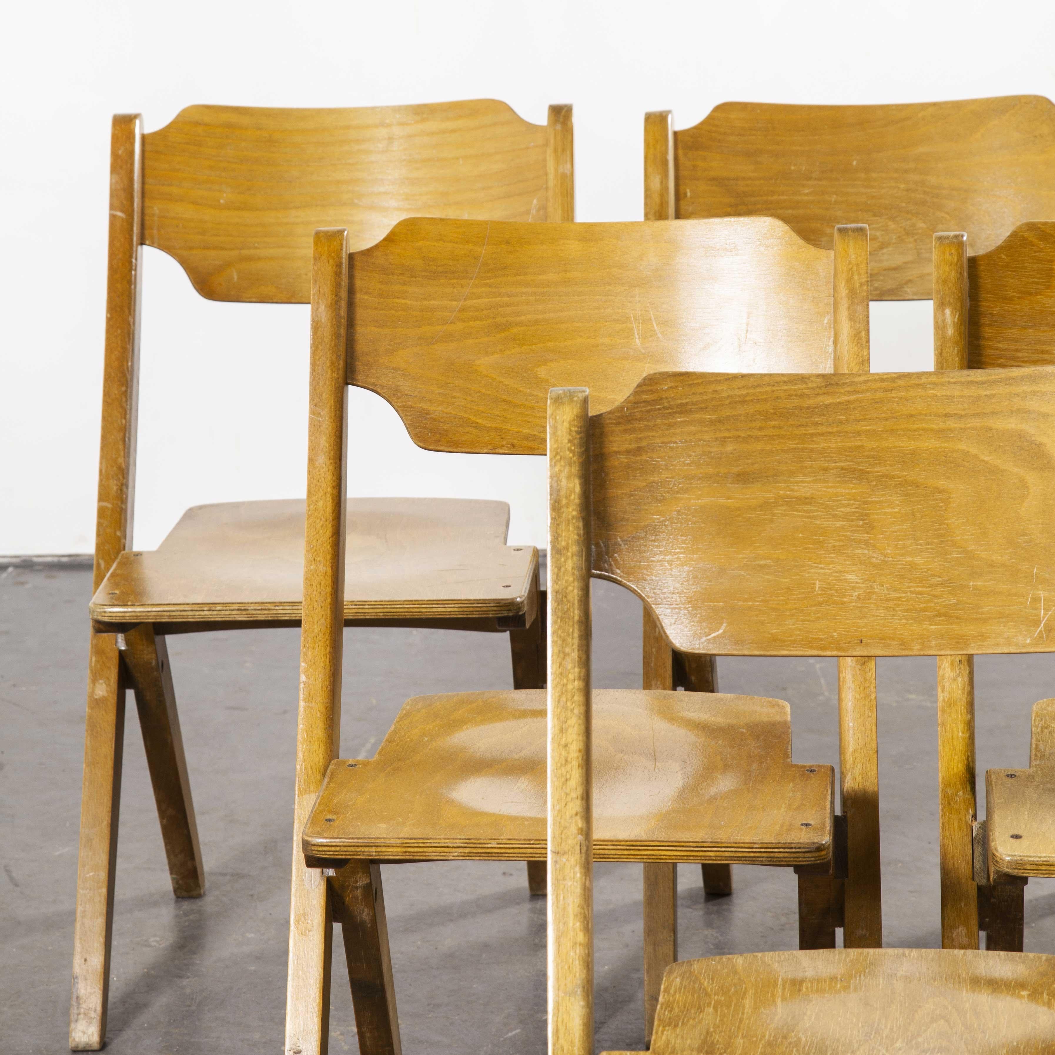Mid-20th Century 1960s Bombenstabil Stacking Beech Dining Chairs, Set of Six