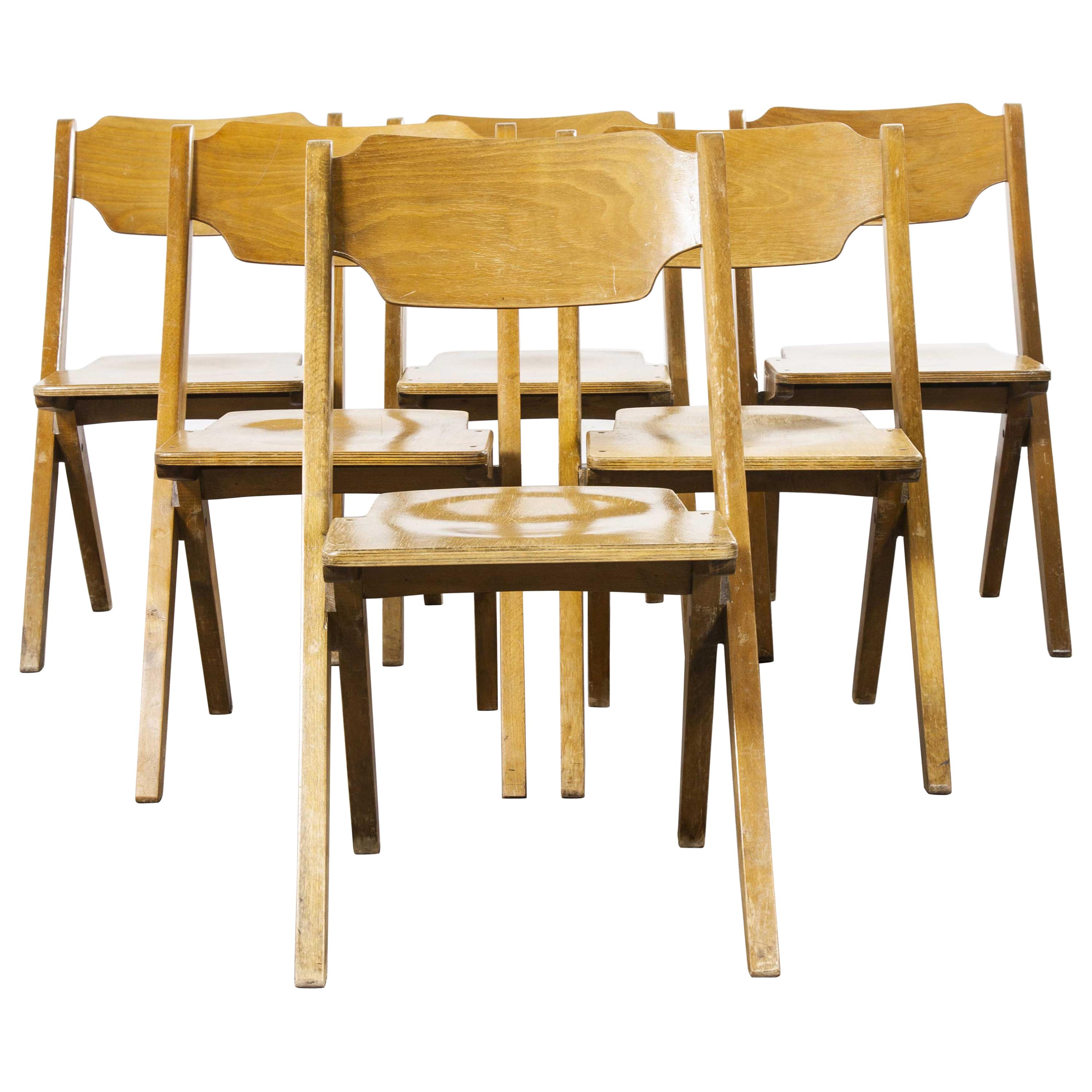 1960s Bombenstabil Stacking Beech Dining Chairs, Set of Six
