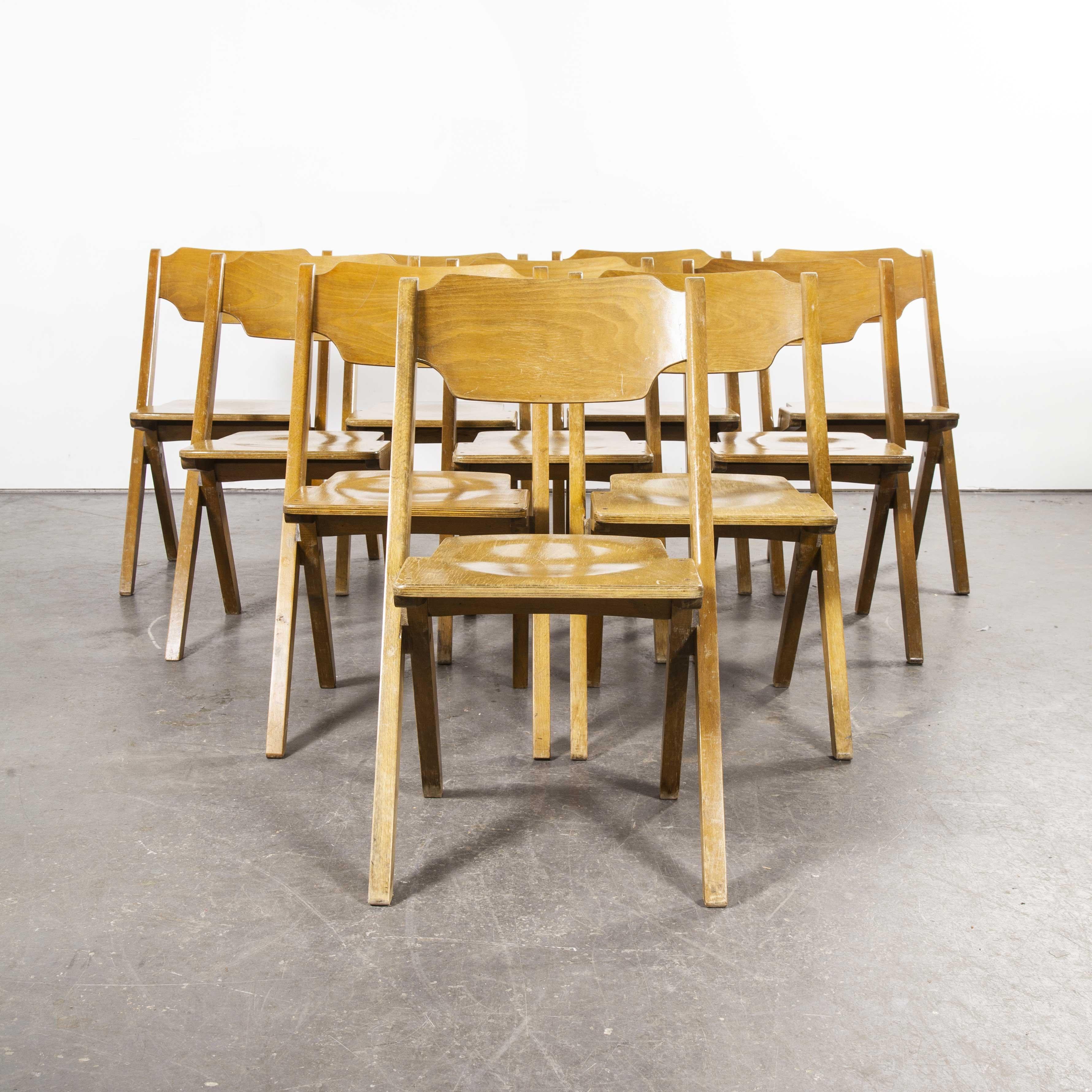 1960s Bombenstabil Stacking Beech Dining Chairs, Set of Ten For Sale 6