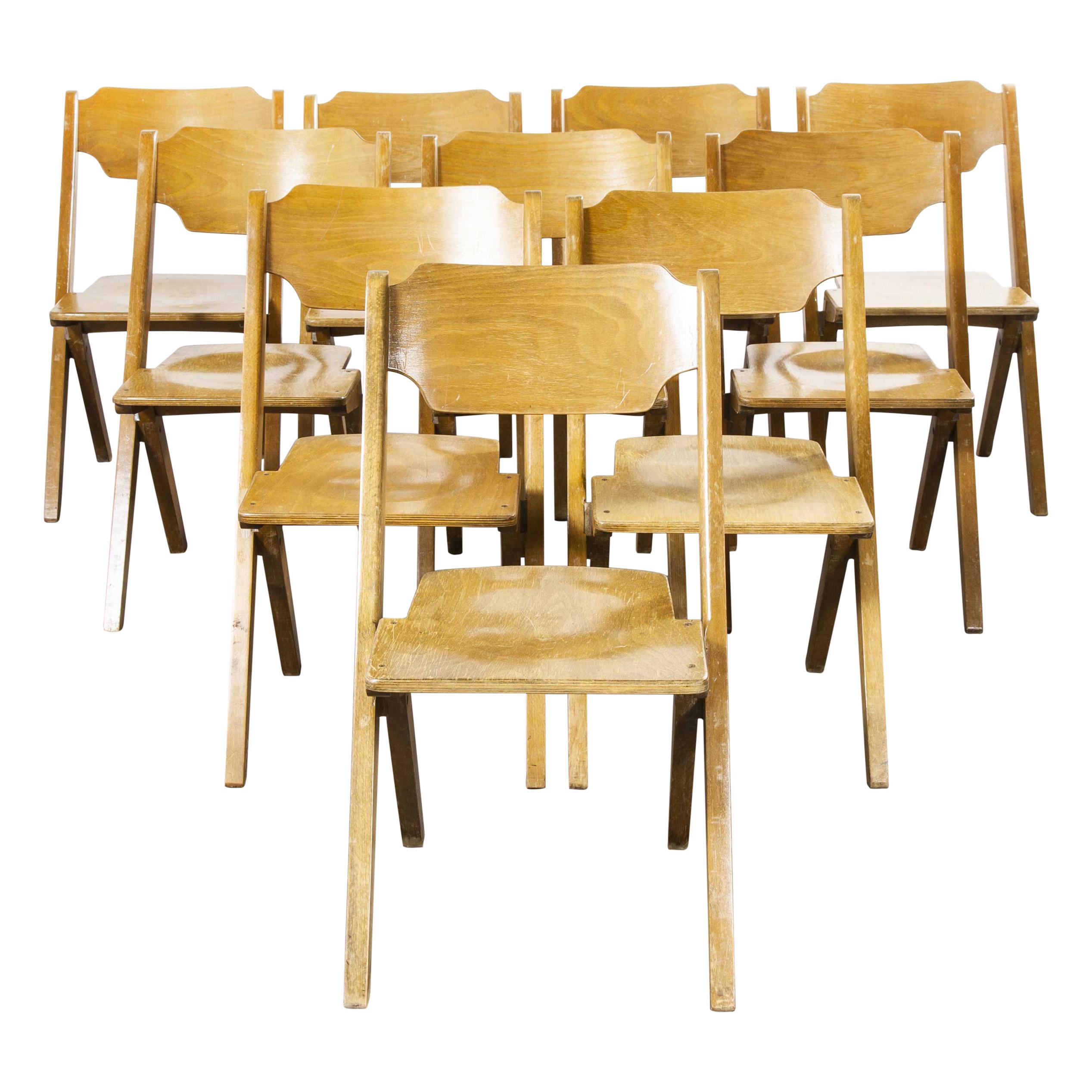 1960s Bombenstabil Stacking Beech Dining Chairs, Set of Ten