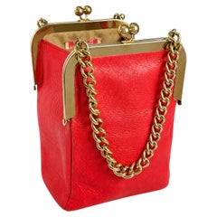 1960er Bonnie Cashin für Coach Rotes Leder Kleines Double Header Tote Bag Vintage By