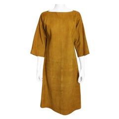 1960s Bonnie Cashin for Sills Golden Suede Dress Kimono Sleeves Rare Vintage