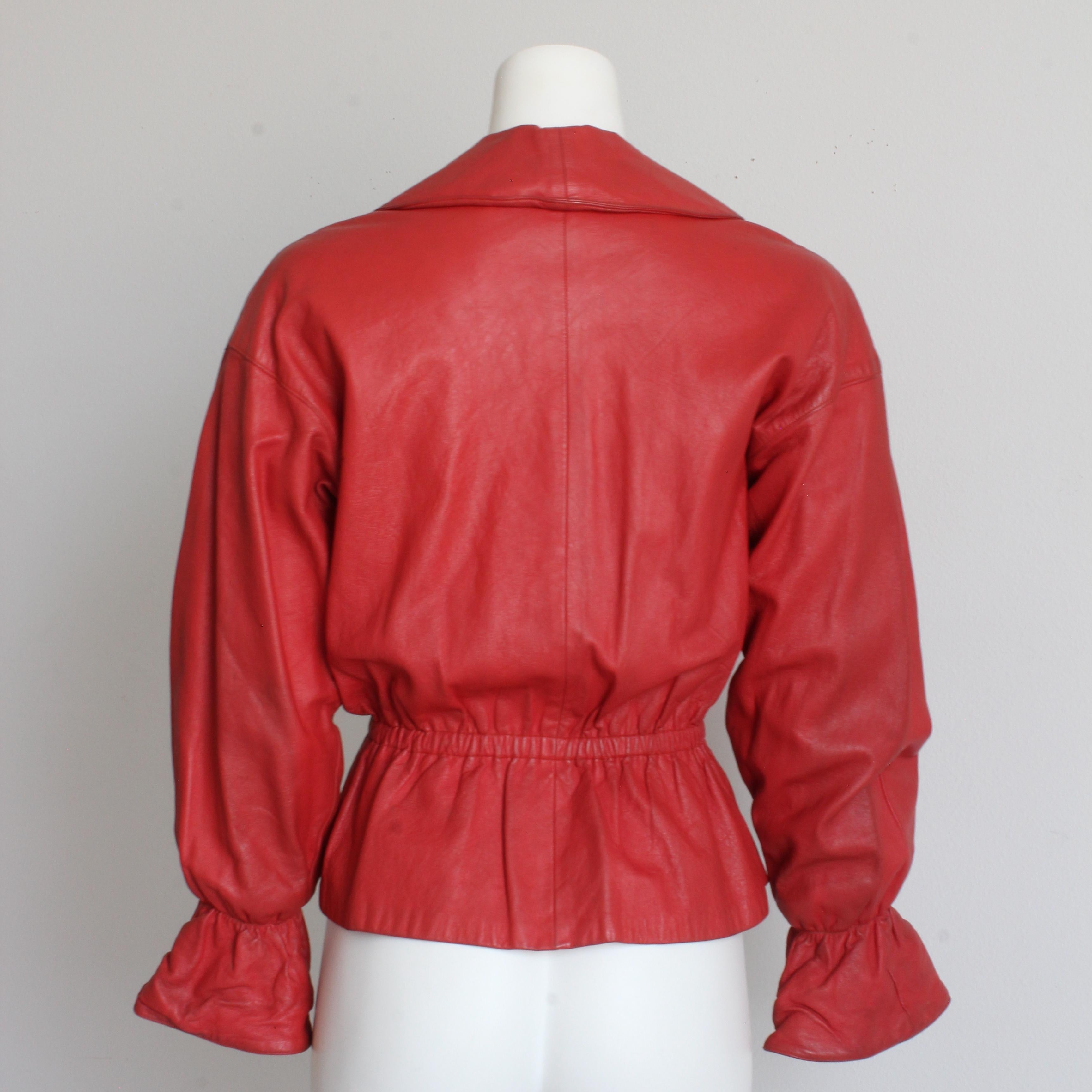 1960s Bonnie Cashin for Sills Red Leather Jacket Dolman Sleeves Shawl Collar HTF en vente 1