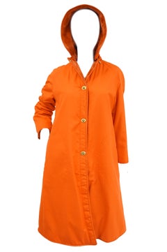 1960s Bonnie Cashin Tangerine Yellow Canvas and Leather Coat & Skirt Set