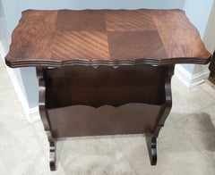 1960s Bookmatched Top Mahogany End Table Magazine Rack