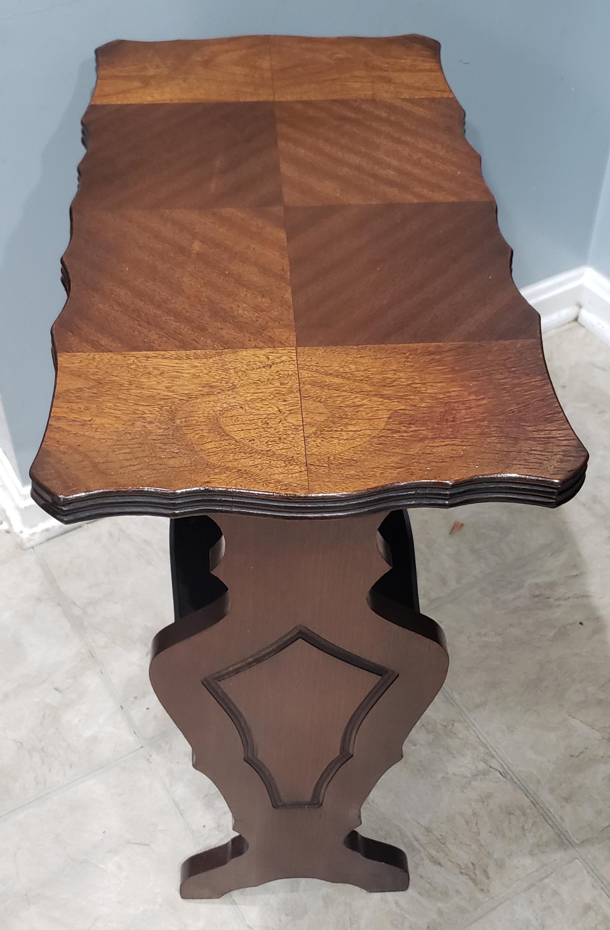 American 1960s Bookmatched Top Mahogany End Table Magazine Rack For Sale