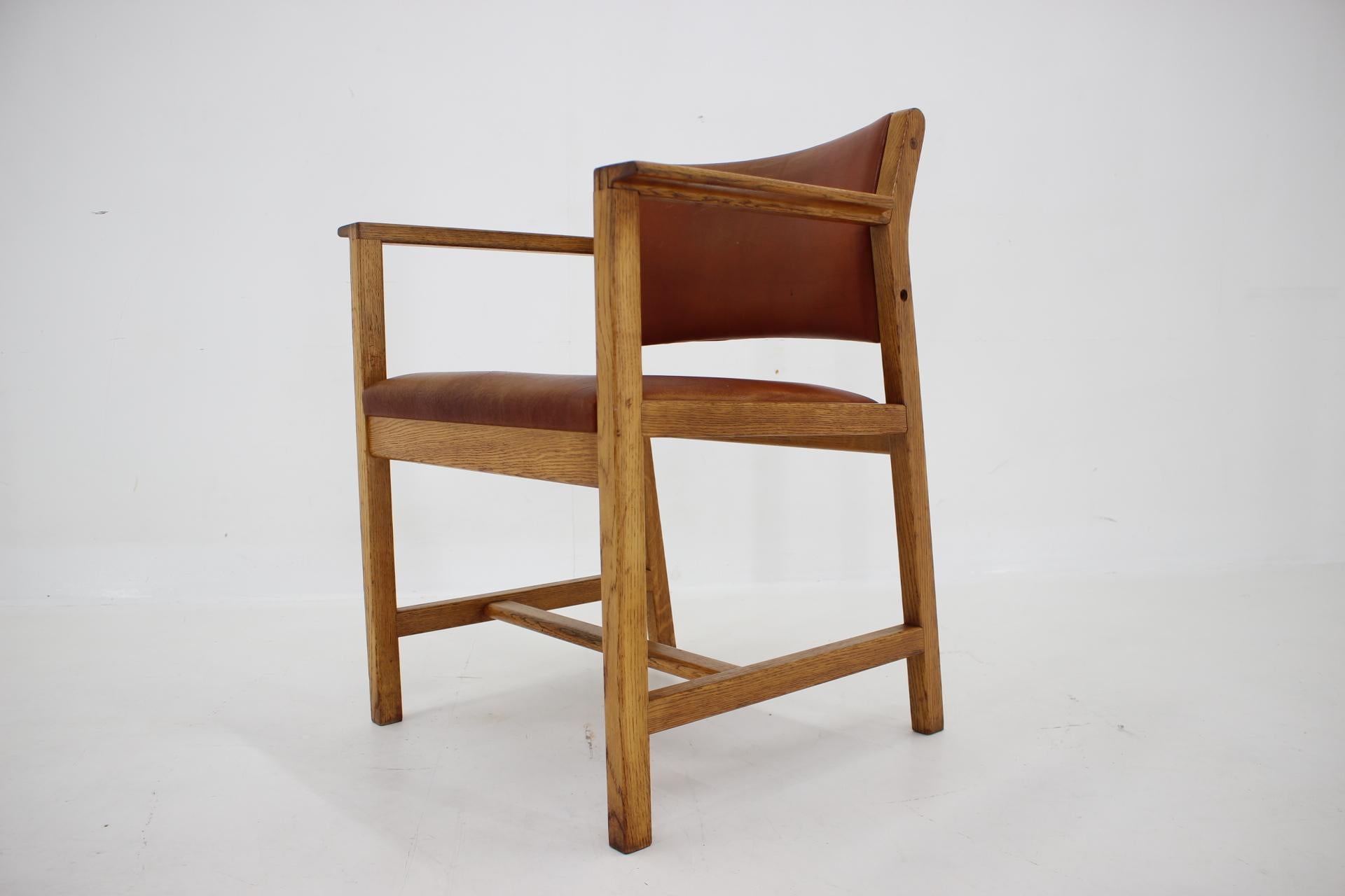 1960s Borge Mogensen Oak and Leather Desk Chair, Denmark 4
