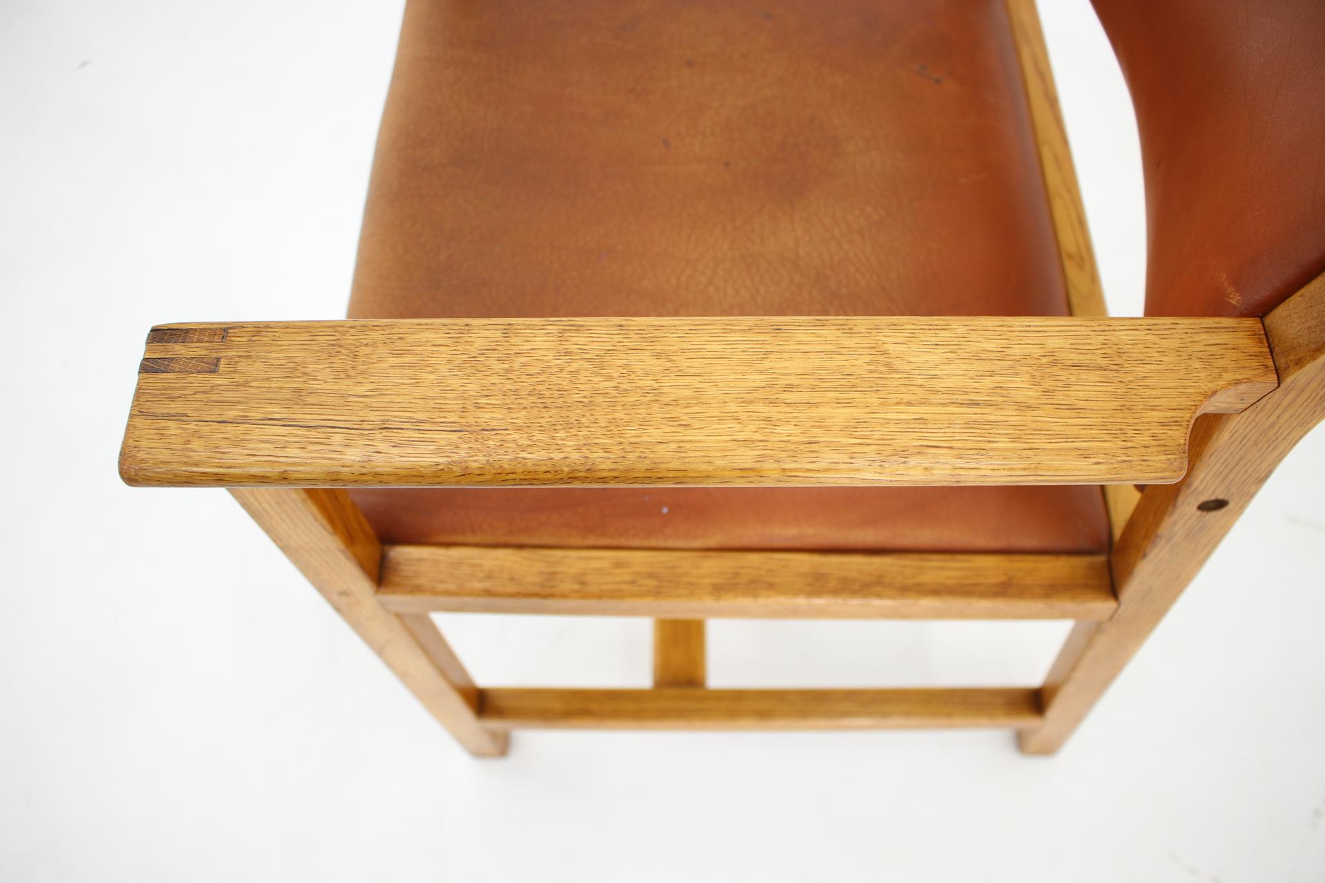 1960s Borge Mogensen Oak and Leather Desk Chair, Denmark 5