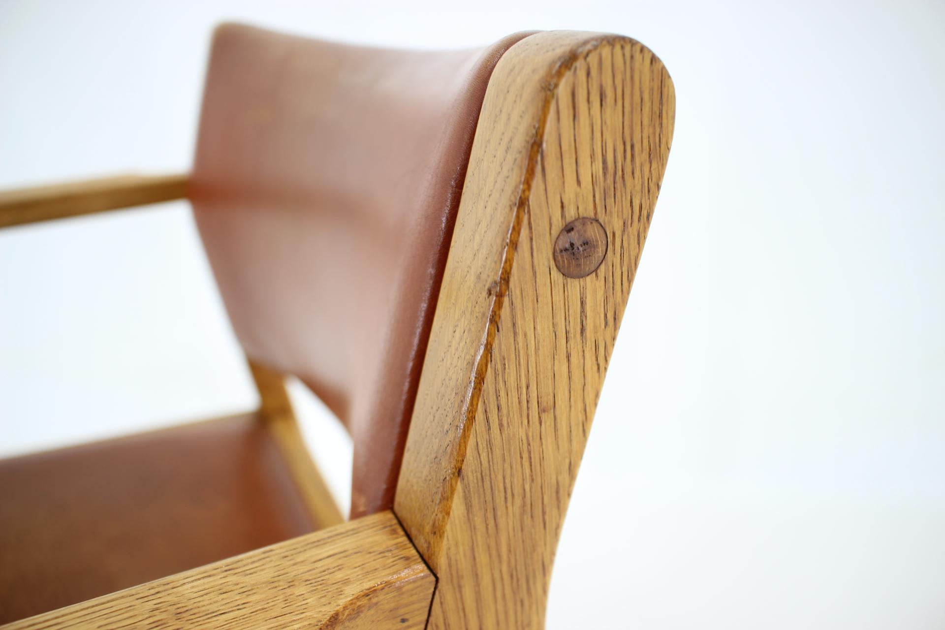 1960s Borge Mogensen Oak and Leather Desk Chair, Denmark 6