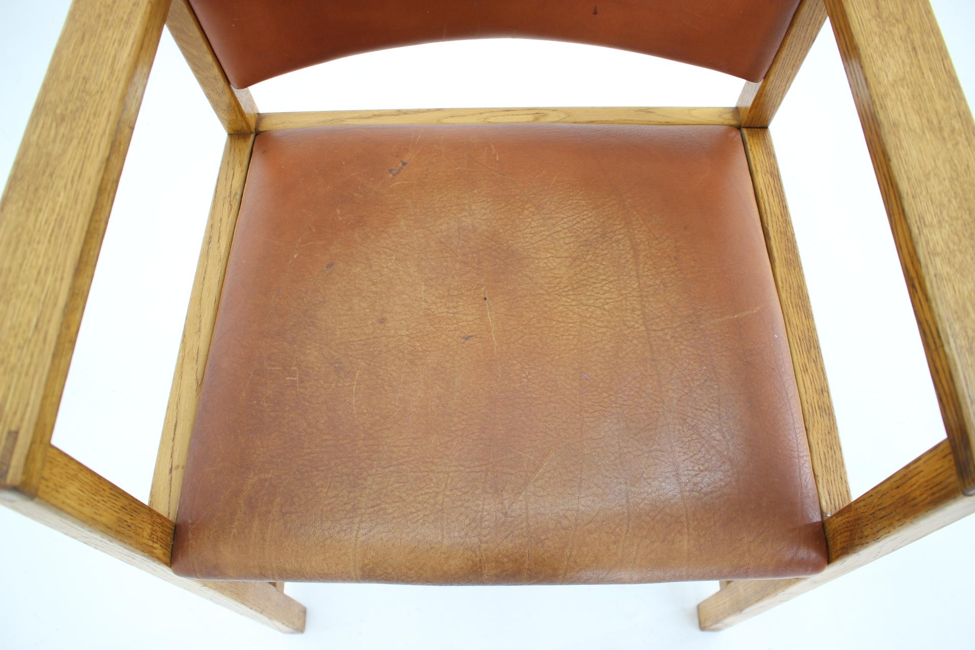 1960s Borge Mogensen Oak and Leather Desk Chair, Denmark 7