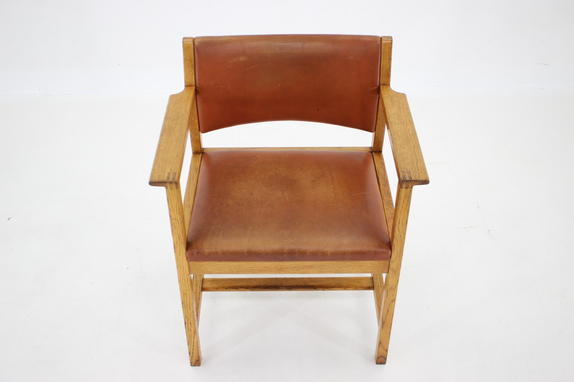 Mid-Century Modern 1960s Borge Mogensen Oak and Leather Desk Chair, Denmark