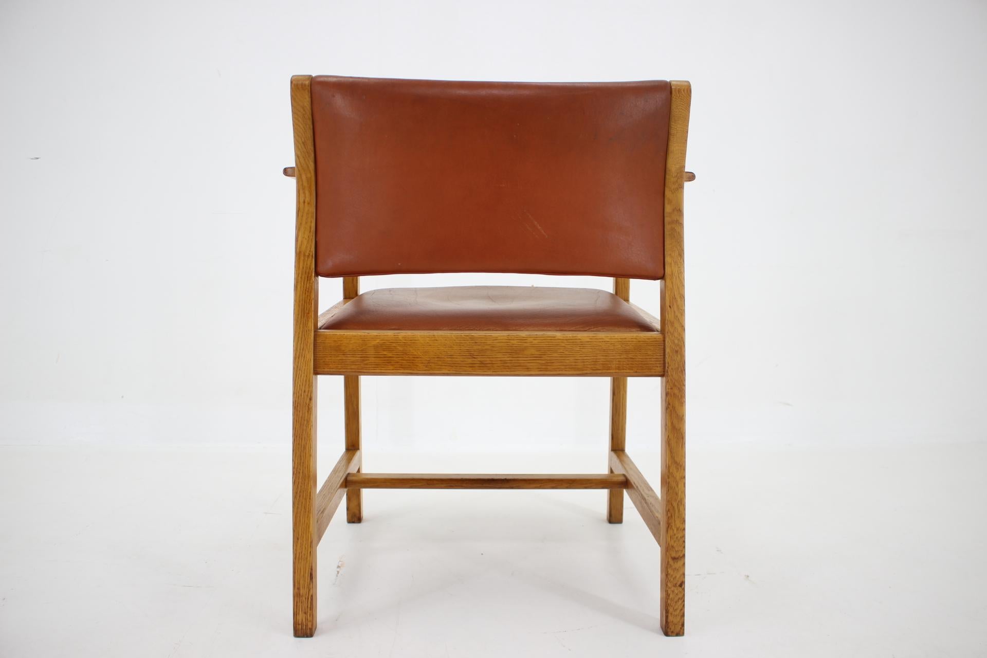 1960s Borge Mogensen Oak and Leather Desk Chair, Denmark 1