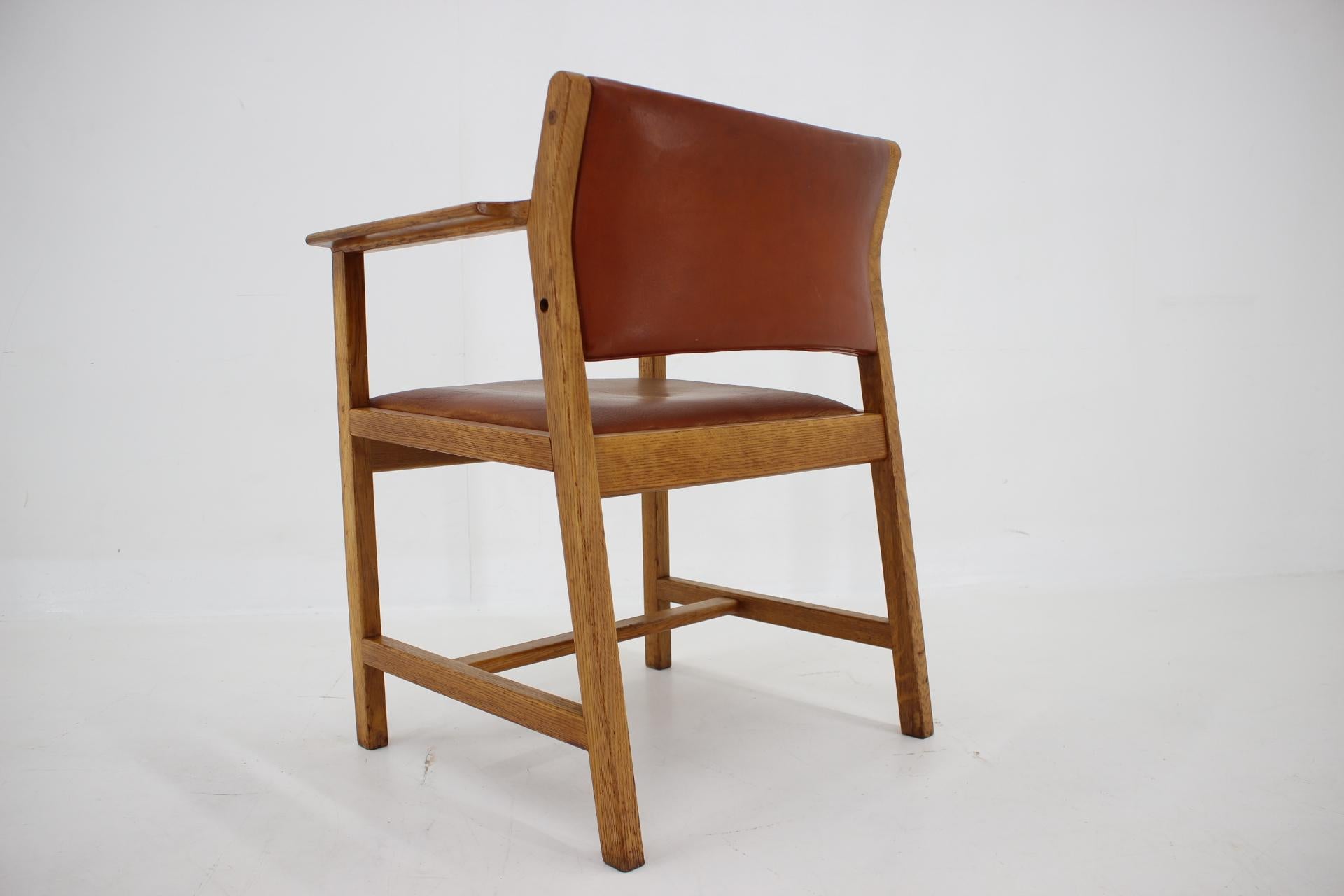 1960s Borge Mogensen Oak and Leather Desk Chair, Denmark 2