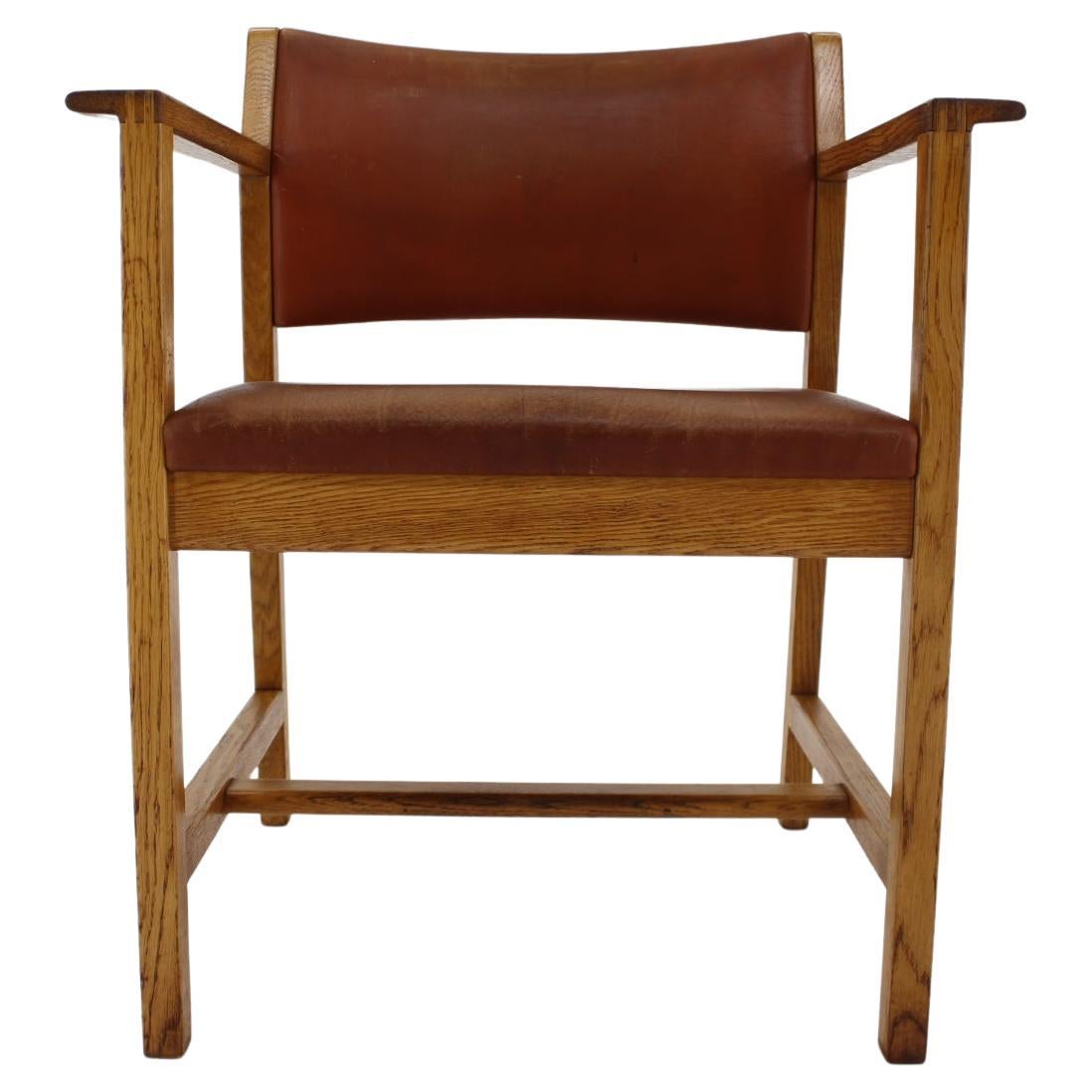 1960s Borge Mogensen Oak and Leather Desk Chair, Denmark