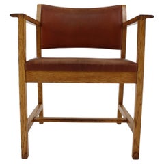 1960s Borge Mogensen Oak and Leather Desk Chair, Denmark