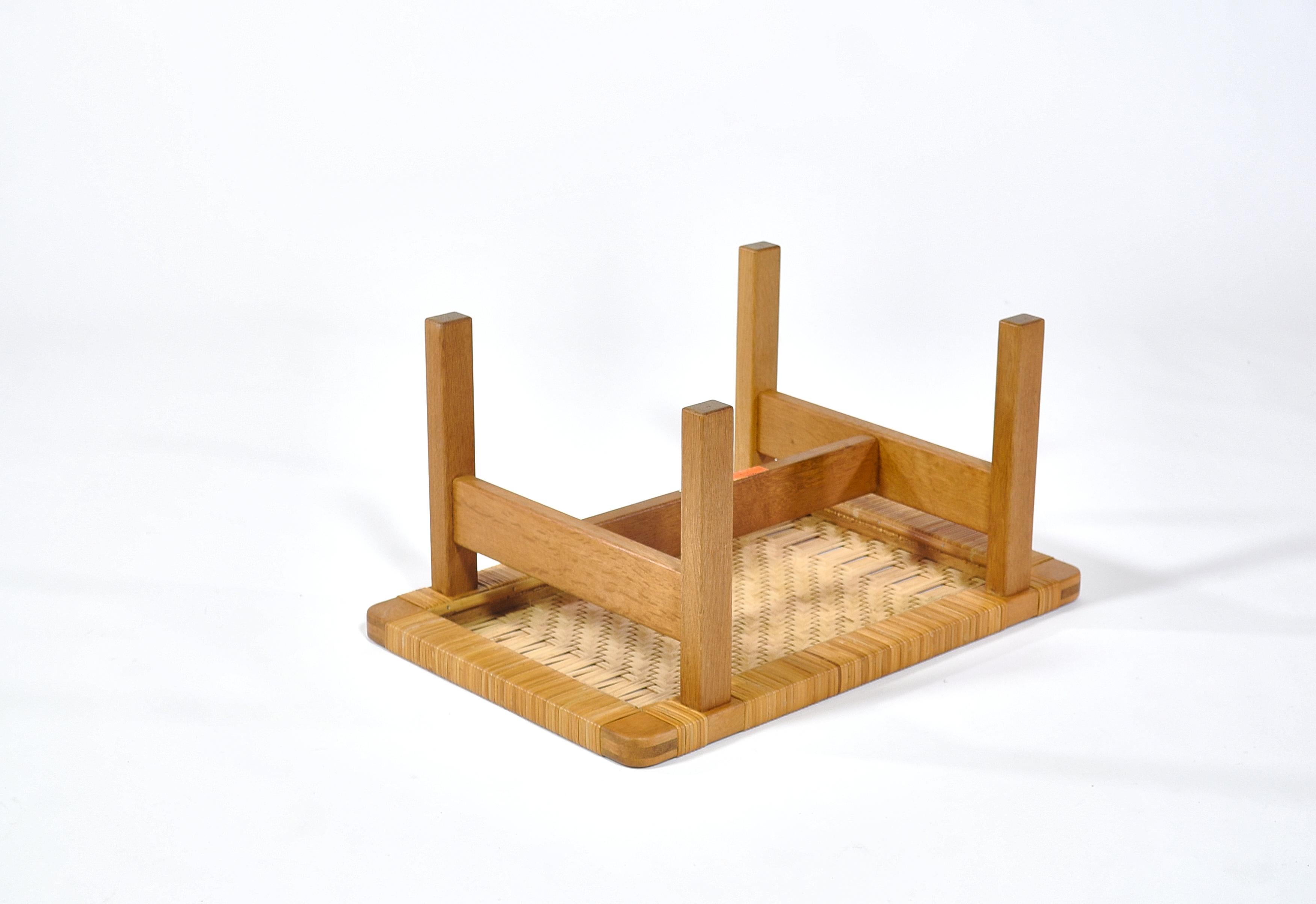 Borge Mogensen Oak and Cane/Rattan Benches or Side Tables, 1960s 3
