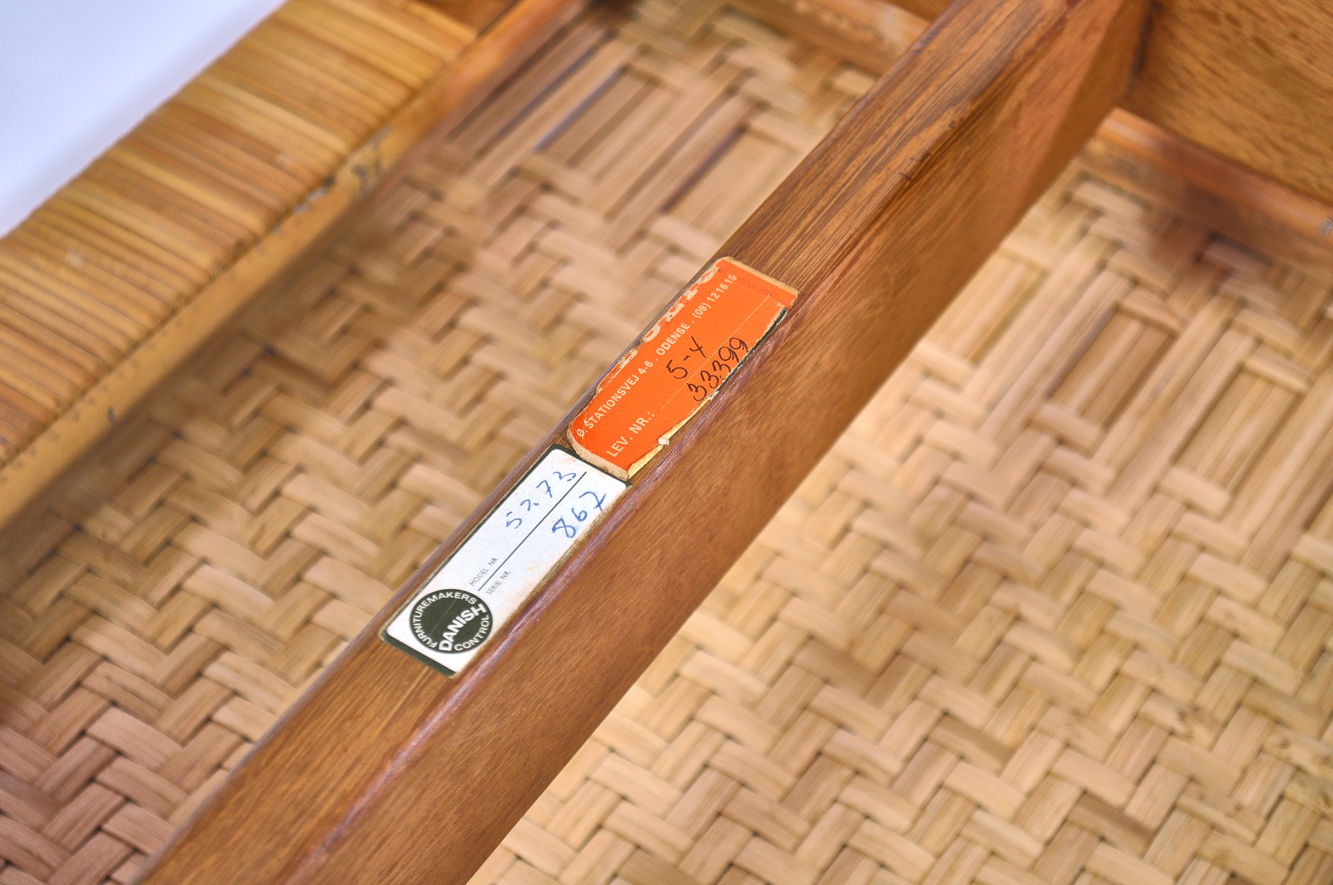 Borge Mogensen Oak and Cane/Rattan Benches or Side Tables, 1960s 4