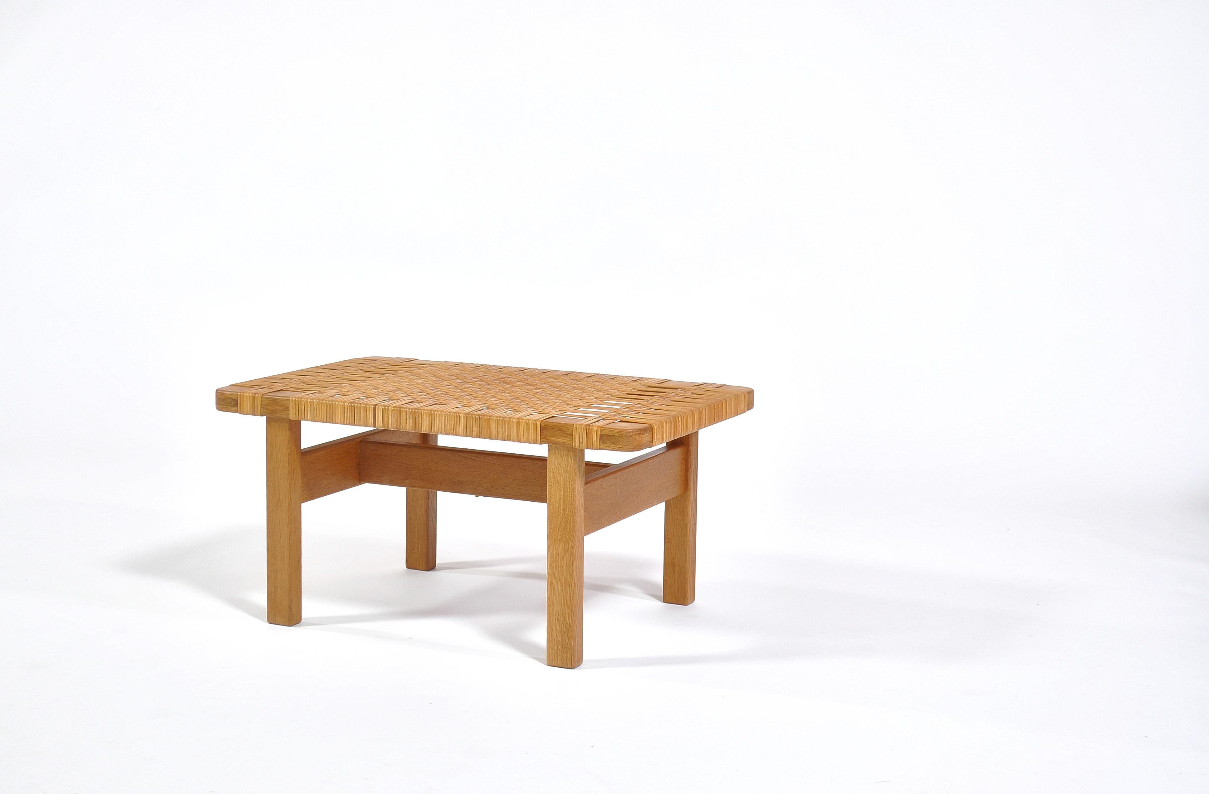 Danish Borge Mogensen Oak and Cane/Rattan Benches or Side Tables, 1960s
